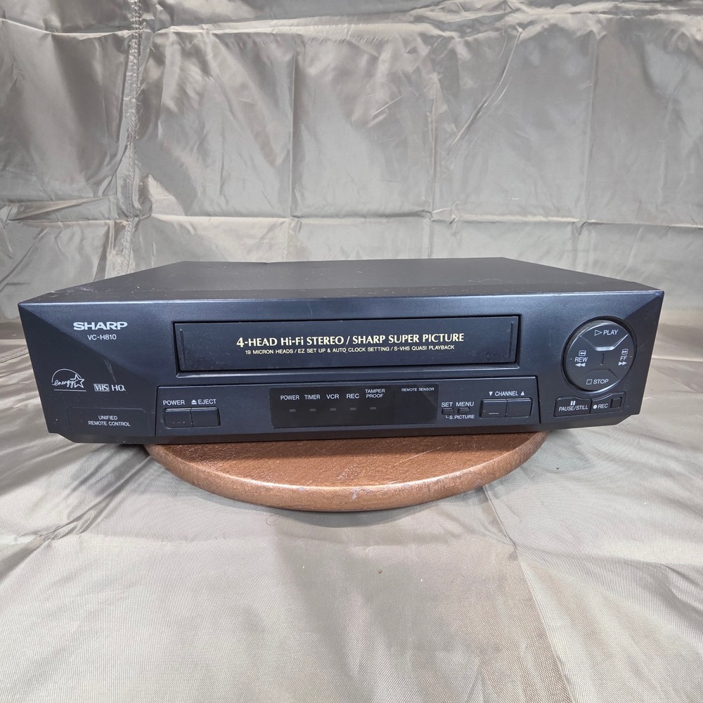 Sharp VC-H810U VCR 4-Head Hi-Fi Stereo VHS Player Super Picture Black